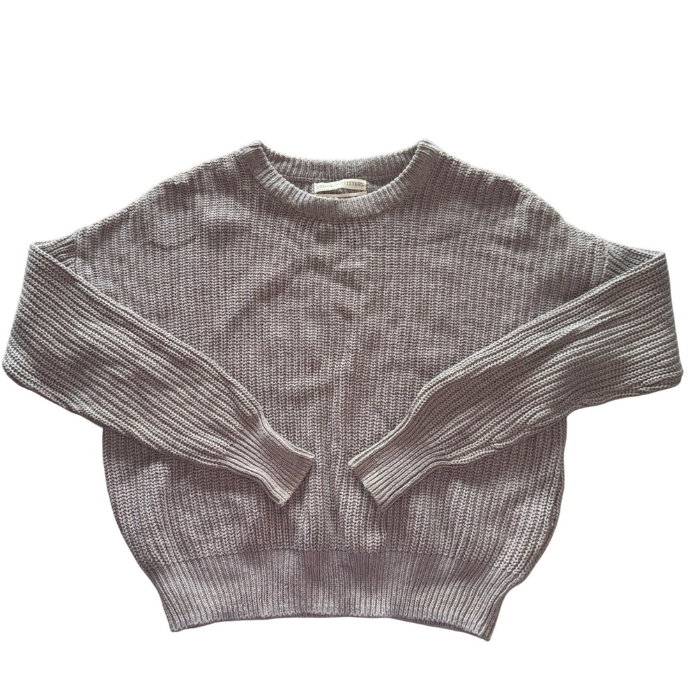 Urban Outfitters Sweater Small Grey Shaker Knit Crewneck Pullover Ribbed Trim